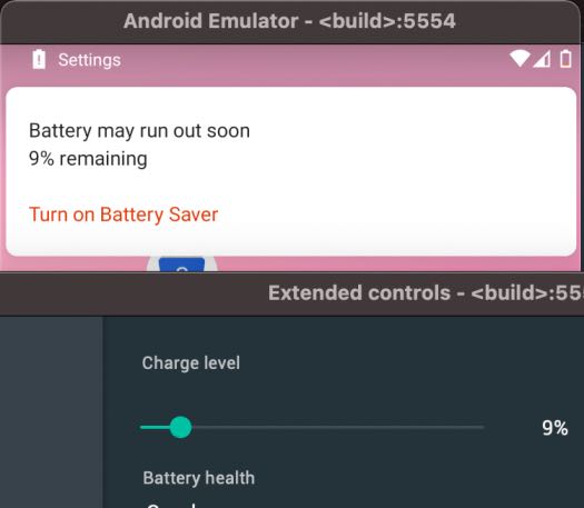 Change battery levels Android Emulator